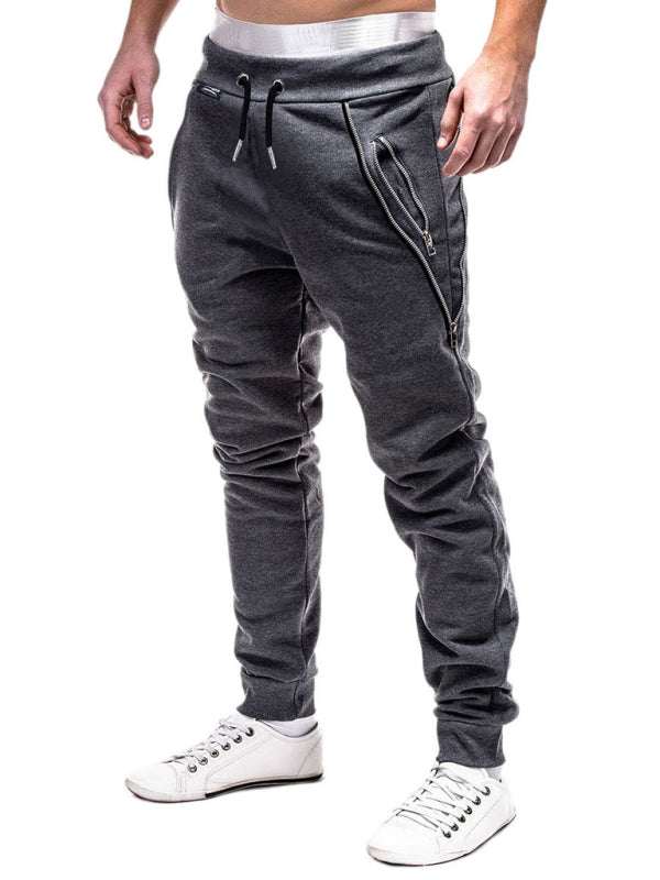 Trendy Men's Personalized Zipper-Trim Casual Trousers for Effortless Style - MENLL