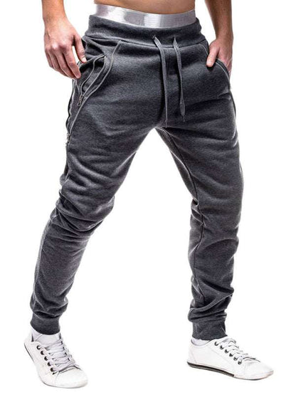 Trendy Men's Personalized Zipper-Trim Casual Trousers for Effortless Style - MENLL