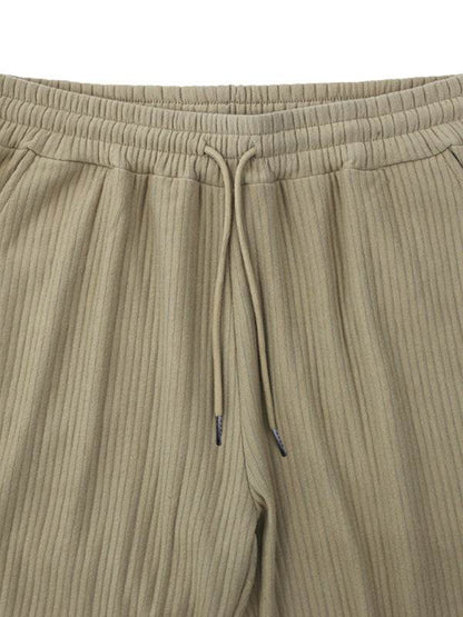 Effortless Elegance: High-Waisted Wide-Leg Striped Trousers for Men - MENLL