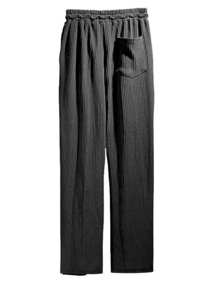 Effortless Elegance: High-Waisted Wide-Leg Striped Trousers for Men - MENLL