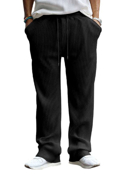 Effortless Elegance: High-Waisted Wide-Leg Striped Trousers for Men - MENLL