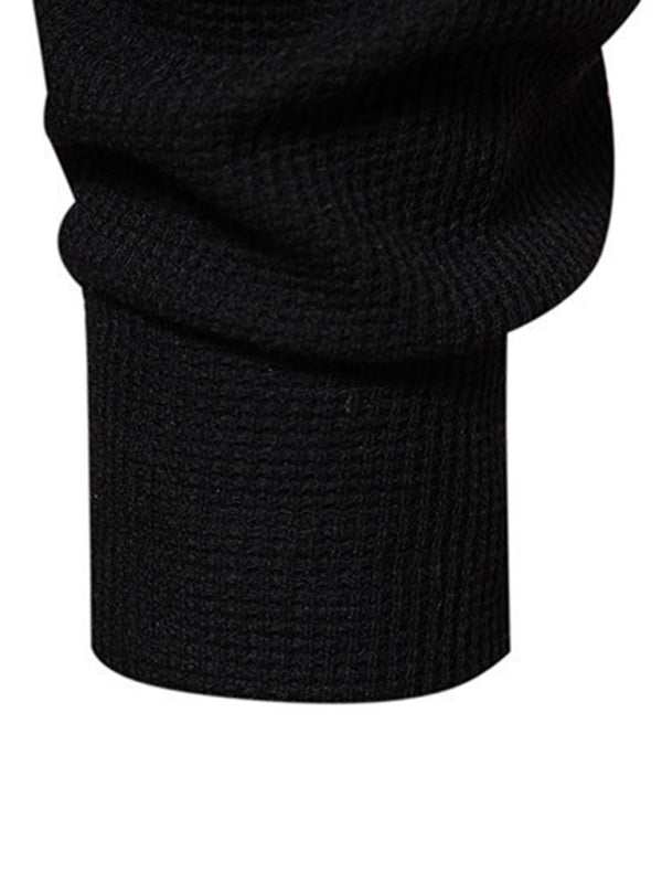 Stylish Men's Waffle Knit Long Sleeve Henley T-Shirt with Four Buttons