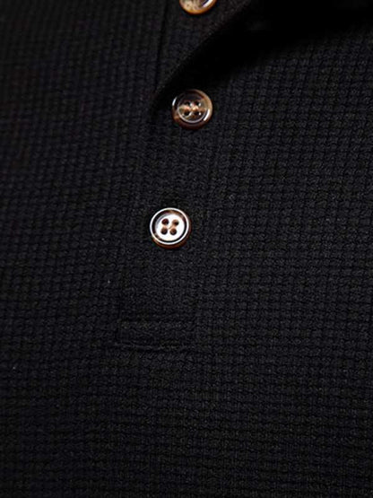 Stylish Men's Waffle Knit Long Sleeve Henley T-Shirt with Four Buttons