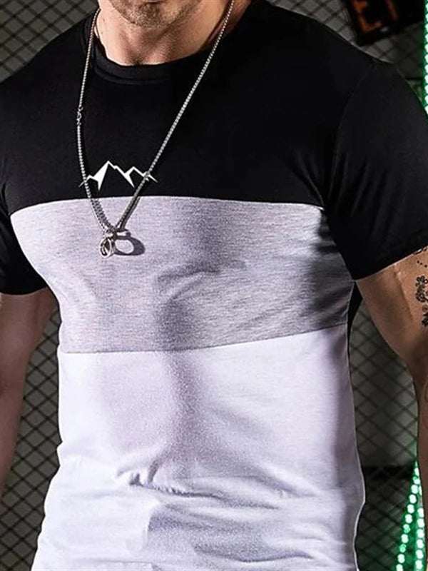 Vibrant Stripe Print Casual Loose-Fit Round Neck T-Shirt for Effortless Summer Style - MENLL