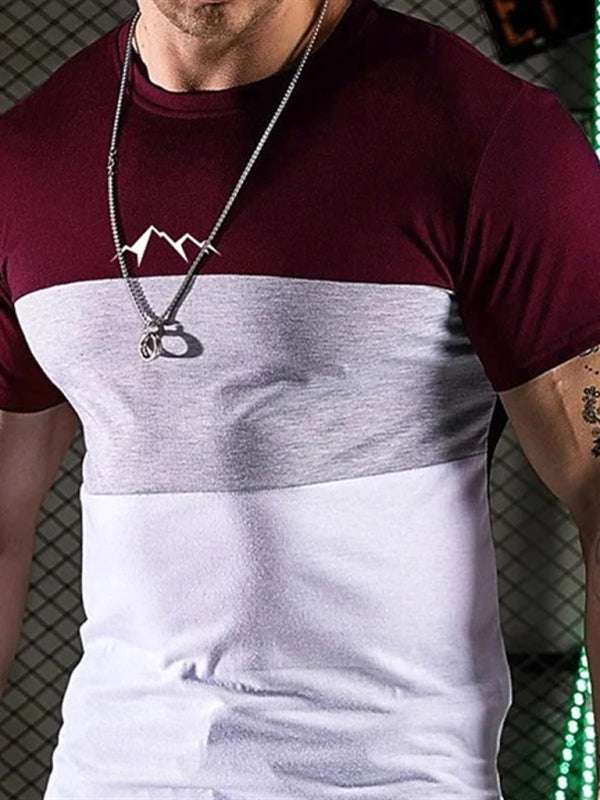 Vibrant Stripe Print Casual Loose-Fit Round Neck T-Shirt for Effortless Summer Style - MENLL
