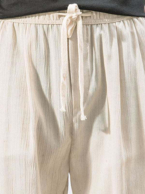 Men's Casual Comfort Woven Harem Pants in Cotton-Linen Blend - MENLL