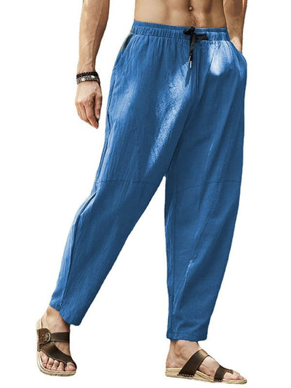 Relaxed Hip-Hop Lantern Pants for Men - Comfortable Cotton-Linen Blend with Drawstring Waist - MENLL