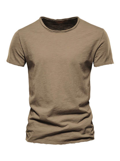 Men's Premium Slub Cotton Round Neck Tee - Effortless Style for Spring & Summer - MENLL