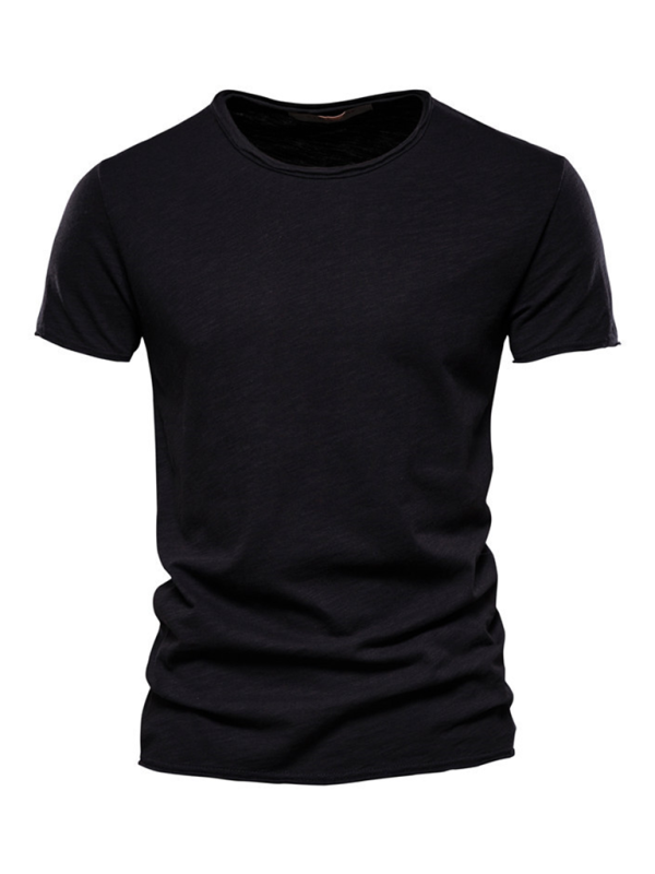 Men's Premium Slub Cotton Round Neck Tee - Effortless Style for Spring & Summer - MENLL