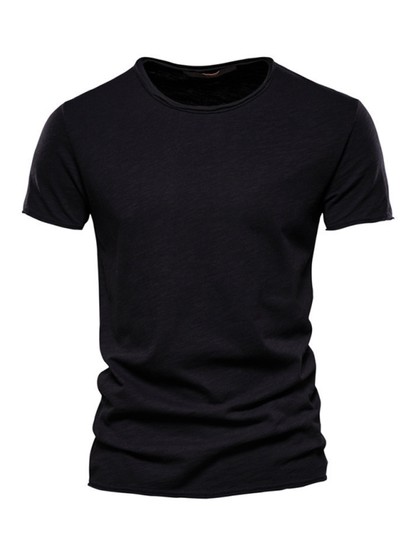 Men's Premium Slub Cotton Round Neck Tee - Effortless Style for Spring & Summer - MENLL