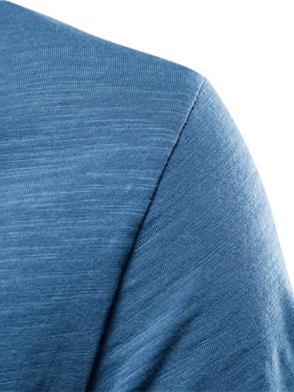 Men's Stylish Solid Slub Cotton V-Neck Tee - Perfect for Spring-Summer Leisure - MENLL