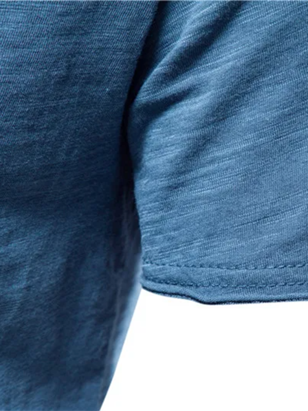 Men's Stylish Solid Slub Cotton V-Neck Tee - Perfect for Spring-Summer Leisure - MENLL