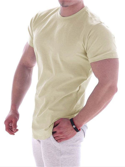 Revitalizing Quick-Dry Elastic Fit Sports Tee - Trendy Round Neck Short Sleeve - MENLL