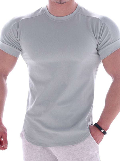 Revitalizing Quick-Dry Elastic Fit Sports Tee - Trendy Round Neck Short Sleeve - MENLL