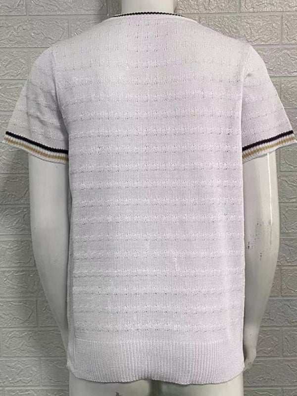 Stylish Men's Slim Fit Knitted T-Shirt with Dropped Shoulders - Perfect for Casual Spring-Summer Outings - MENLL