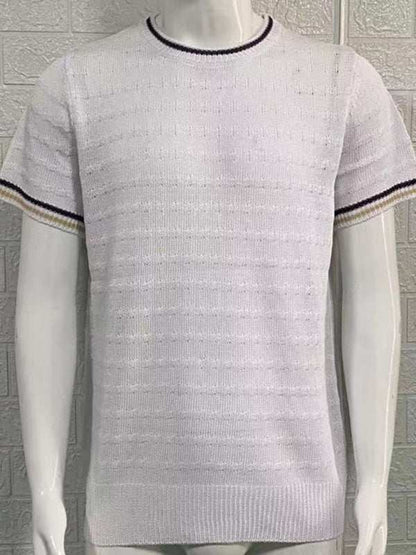 Stylish Men's Slim Fit Knitted T-Shirt with Dropped Shoulders - Perfect for Casual Spring-Summer Outings - MENLL