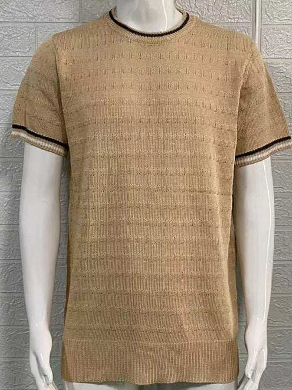 Stylish Men's Slim Fit Knitted T-Shirt with Dropped Shoulders - Perfect for Casual Spring-Summer Outings - MENLL