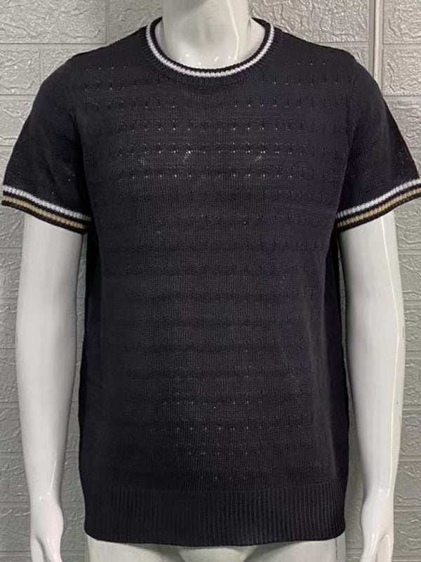 Stylish Men's Slim Fit Knitted T-Shirt with Dropped Shoulders - Perfect for Casual Spring-Summer Outings - MENLL