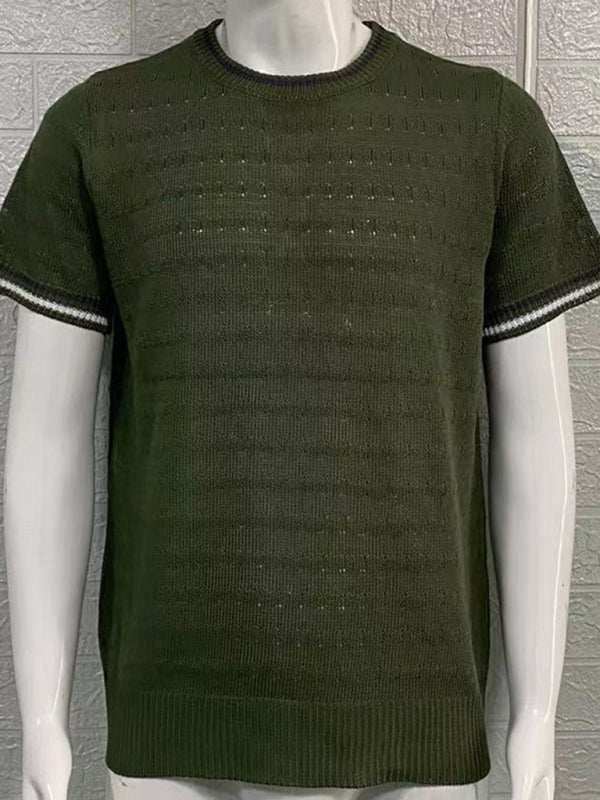 Stylish Men's Slim Fit Knitted T-Shirt with Dropped Shoulders - Perfect for Casual Spring-Summer Outings - MENLL