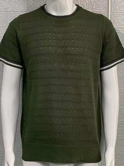 Stylish Men's Slim Fit Knitted T-Shirt with Dropped Shoulders - Perfect for Casual Spring-Summer Outings - MENLL