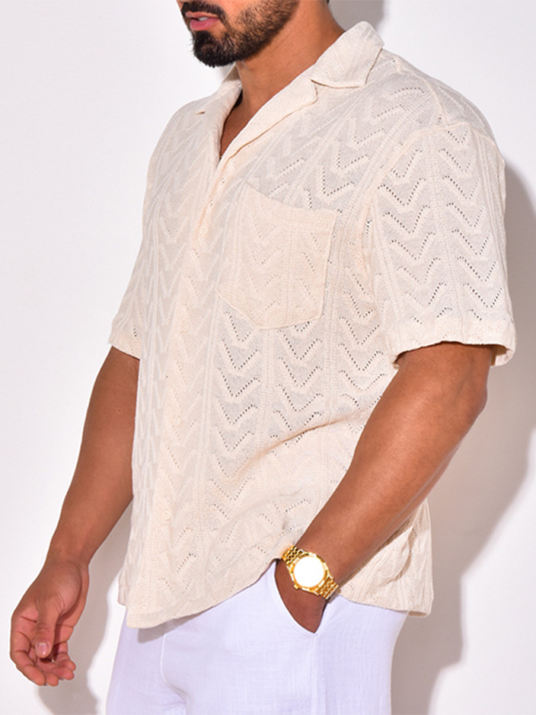 Relaxed Fit Men's Short-Sleeve Knitted T-Shirt - Stylish Street Casual Top for Spring-Summer - MENLL