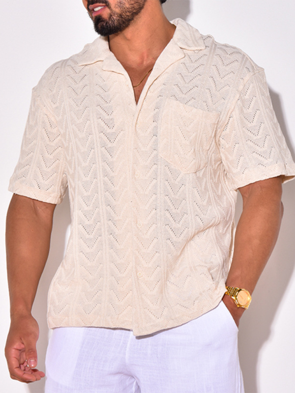 Relaxed Fit Men's Short-Sleeve Knitted T-Shirt - Stylish Street Casual Top for Spring-Summer - MENLL