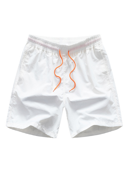 Men's lightweight quick-dry summer adventure shorts with orange drawstring.