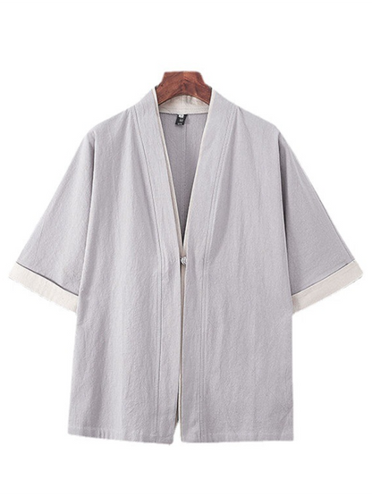 Linen Luxe: Men's Casual Solid Color Button-Up T-Shirt for Effortless Spring-Summer Style - MENLL