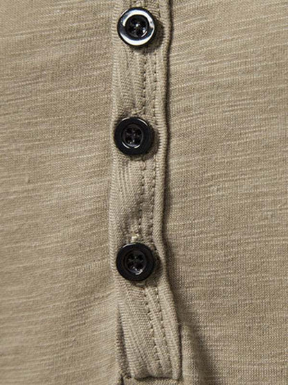 Classic Comfort: Men's Short Sleeve Casual Henley T-Shirt for Effortless Style - MENLL