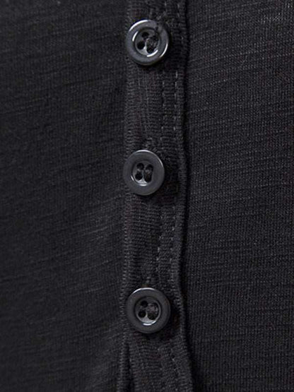 Classic Comfort: Men's Short Sleeve Casual Henley T-Shirt for Effortless Style - MENLL