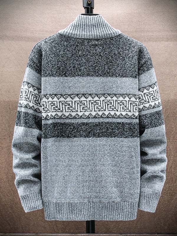 Chic Men's Zippered Stand-Up Collar Cardigan Sweater for Stylish Autumn-Winter Looks - MENLL