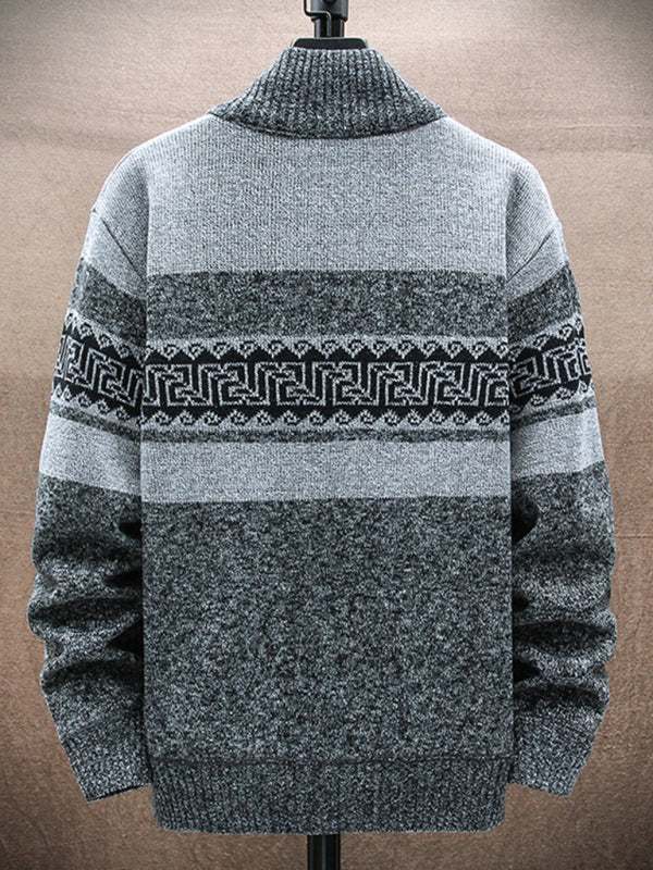 Chic Men's Zippered Stand-Up Collar Cardigan Sweater for Stylish Autumn-Winter Looks - MENLL