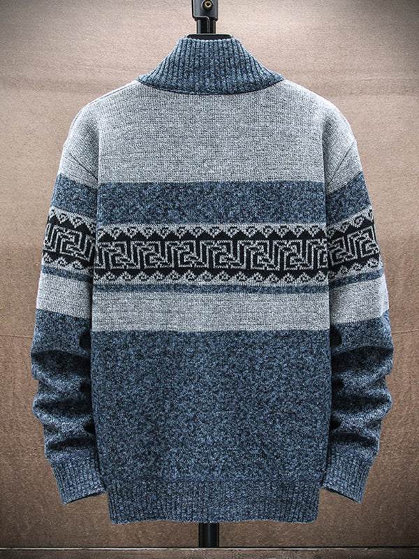 Chic Men's Zippered Stand-Up Collar Cardigan Sweater for Stylish Autumn-Winter Looks - MENLL