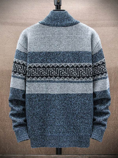 Chic Men's Zippered Stand-Up Collar Cardigan Sweater for Stylish Autumn-Winter Looks - MENLL