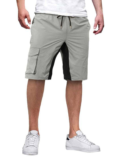 Men's vibrant color block drawstring casual shorts; lightweight and stylish for spring-summer.