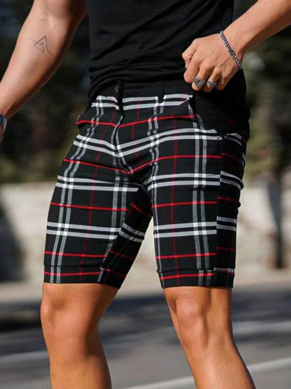 Stylish Men's Plus Size Slim Fit Plaid Shorts for Casual Spring-Summer Vibes - MENLL