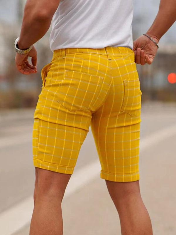 Stylish Men's Plus Size Slim Fit Plaid Shorts for Casual Spring-Summer Vibes - MENLL