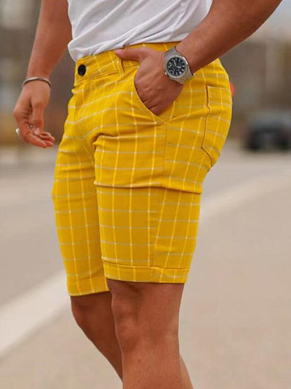 Stylish Men's Plus Size Slim Fit Plaid Shorts for Casual Spring-Summer Vibes - MENLL