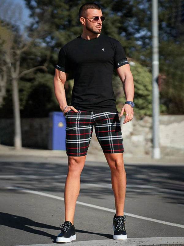 Stylish Men's Plus Size Slim Fit Plaid Shorts for Casual Spring-Summer Vibes - MENLL