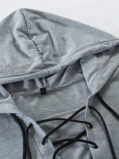 Stylish Men's Solid Color Lace-Up Pullover Hoodie for Year-Round Casual Comfort - MENLL