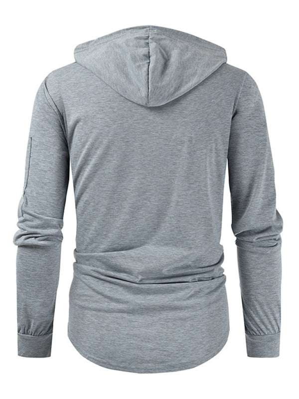 Stylish Men's Solid Color Lace-Up Pullover Hoodie for Year-Round Casual Comfort - MENLL