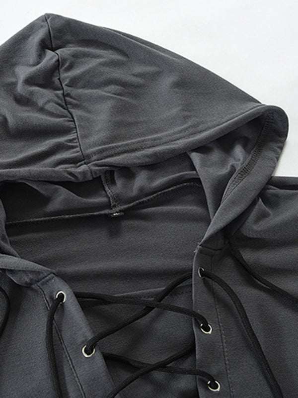 Stylish Men's Solid Color Lace-Up Pullover Hoodie for Year-Round Casual Comfort - MENLL