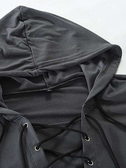 Stylish Men's Solid Color Lace-Up Pullover Hoodie for Year-Round Casual Comfort - MENLL