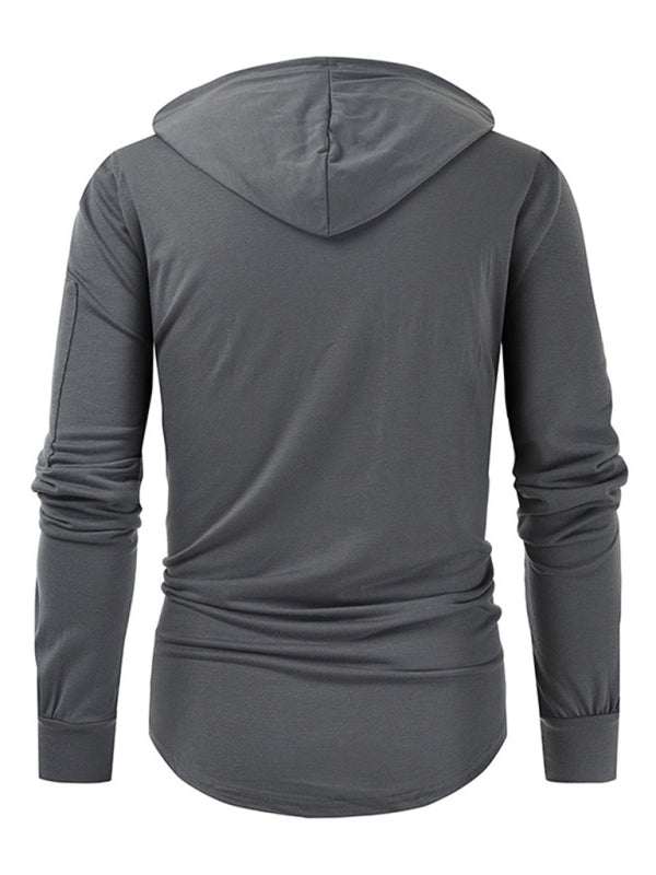 Stylish Men's Solid Color Lace-Up Pullover Hoodie for Year-Round Casual Comfort - MENLL