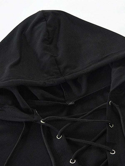 Stylish Men's Solid Color Lace-Up Pullover Hoodie for Year-Round Casual Comfort - MENLL