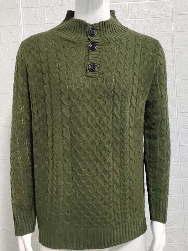 Chic Men's Slim Fit Half Turtleneck Knitted Sweater - Solid Color Comfort for Autumn-Winter Style - MENLL