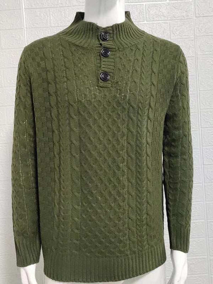 Chic Men's Slim Fit Half Turtleneck Knitted Sweater - Solid Color Comfort for Autumn-Winter Style - MENLL