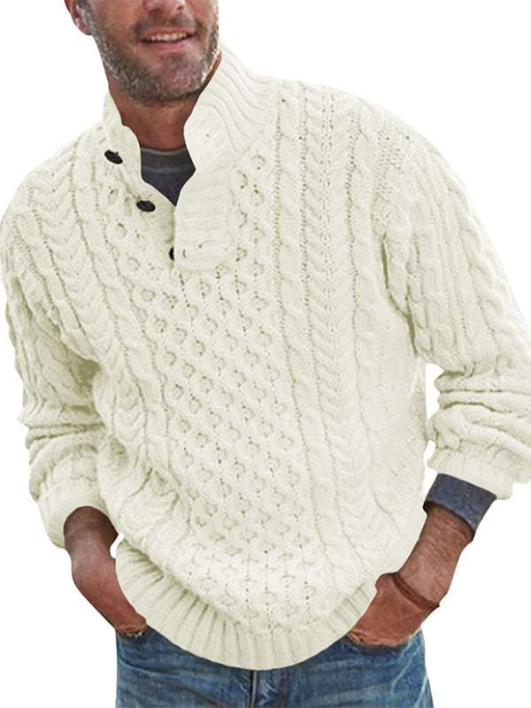 Chic Men's Slim Fit Half Turtleneck Knitted Sweater - Solid Color Comfort for Autumn-Winter Style - MENLL