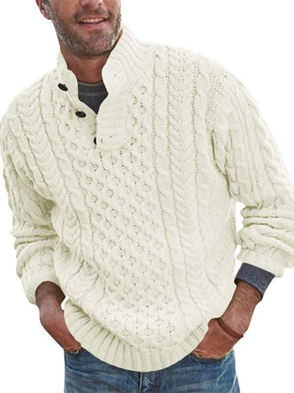 Chic Men's Slim Fit Half Turtleneck Knitted Sweater - Solid Color Comfort for Autumn-Winter Style - MENLL