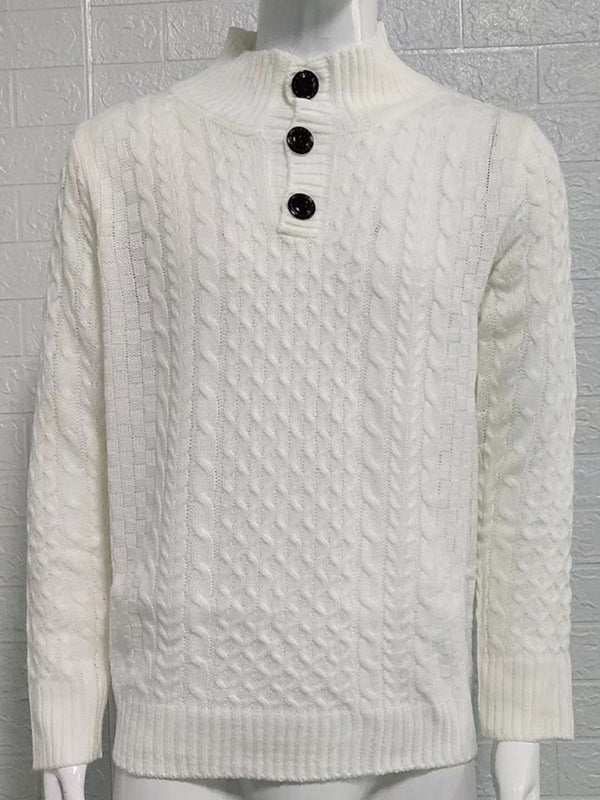 Chic Men's Slim Fit Half Turtleneck Knitted Sweater - Solid Color Comfort for Autumn-Winter Style - MENLL